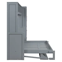 Lit escamotable mural Noble House pour lit double avec garde-robe et tiroirs, gris