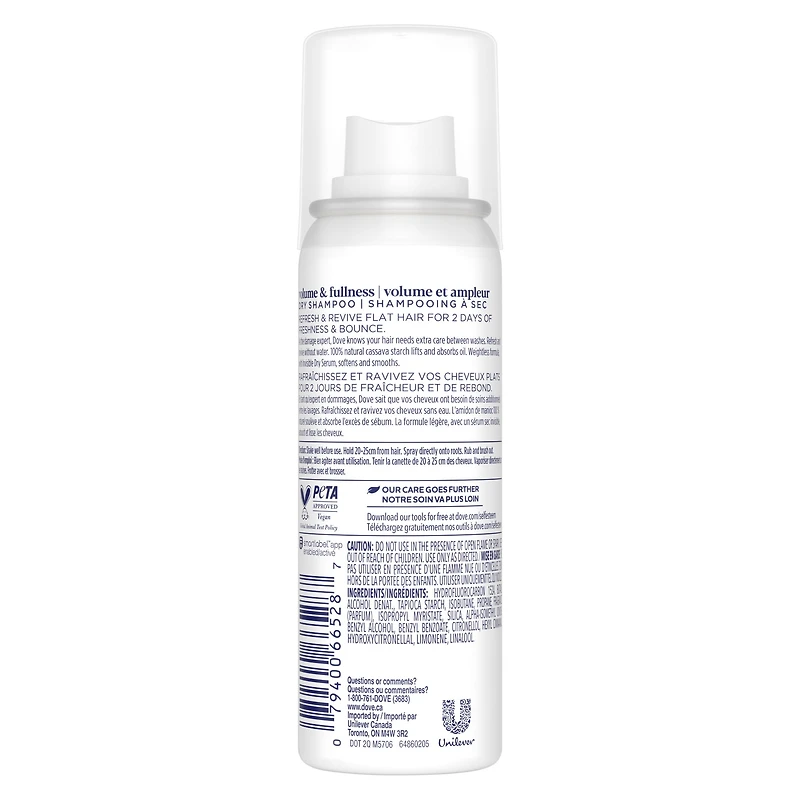 Dove Advanced Dry Shampoo Refresh & Revive Flat Hair Without Water Volume & Fullness Without Water for 2 Days of Freshness & Bounce 32g, 32 g Dry Shampoo