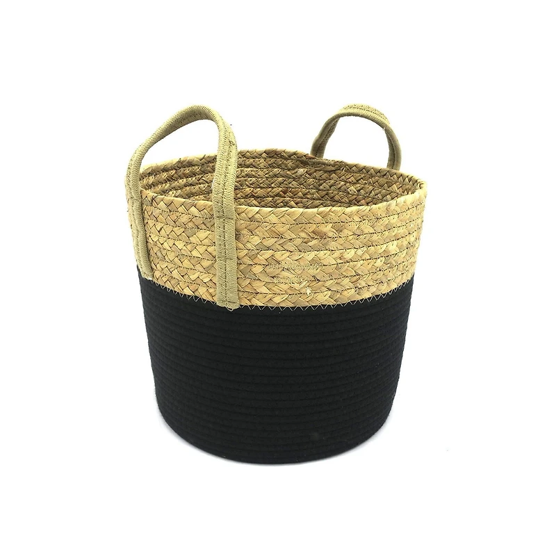 hometrends Water Hyacinth/ Cotton Rope Basket Small