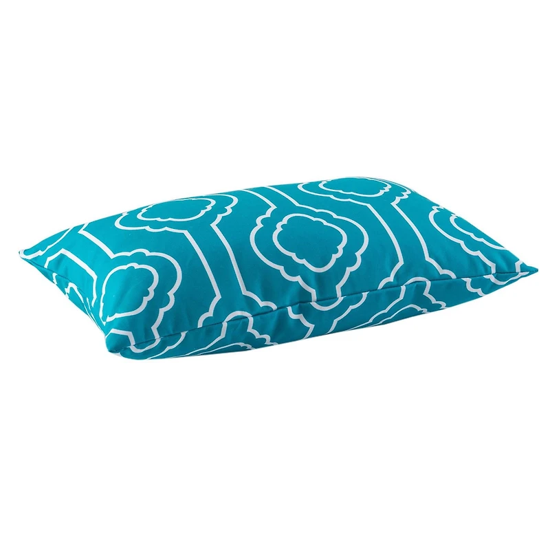Outdoor Lumbar Cushion 12x20in - Bright Blue Geo