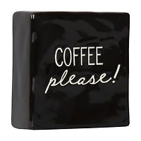 Linden “Coffee Please!” Porcelain Tabletop Square Art Plaque