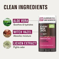 Every Man Jack Chêne Cramoisi - Déodorant pour hommes sans aluminium, d'origine naturelle 76g EMJ Déodorant Chêne Cram 76g