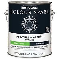 Rust-Oleum Colour Spark™ Peinture + Apprêt, Intérieur Semi-lustré, Coton Blanc 3,78L 3,78L