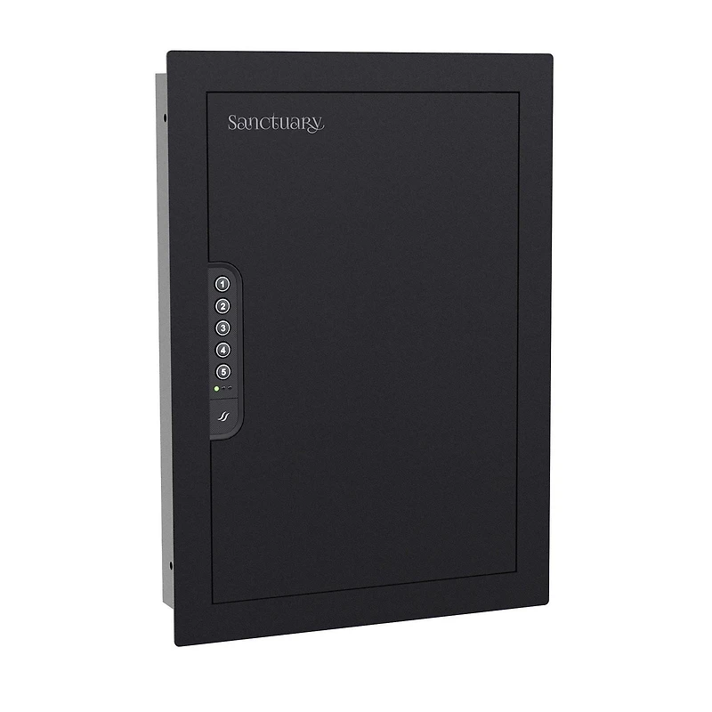 Sanctuary 21.8" Tall In-Wall Vault, Steel Vault, Designed To Mount For Home & Office With Electronic Lock, Black (0.49 Cu. Ft.) - SA-IWV-B