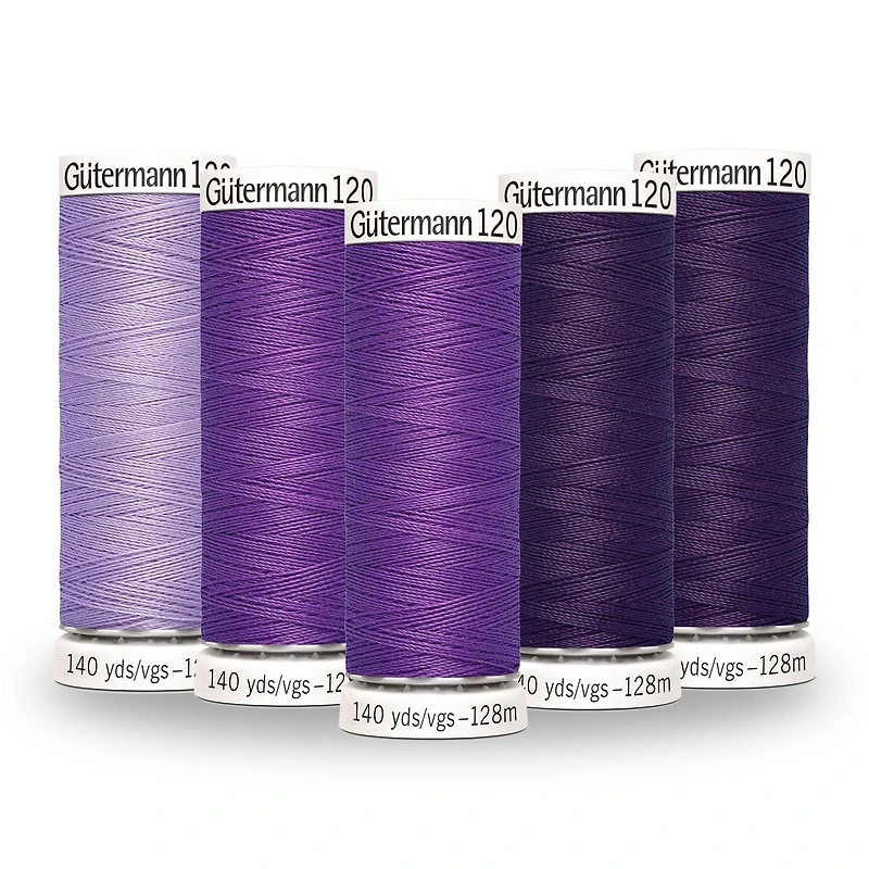 Gutermann 120 100% Polyester All Purpose Thread in Colour Gradient Pack of 5
