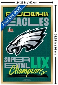 NFL Philadelphia Eagles - Super Bowl LIX Team Logo Wall Poster, 22.375" x 34" Framed