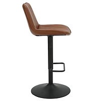 Contemporaine Similicuir et Métal Tabouret avec Vérin à l'Air, Jeu de 2 - Selle et Noir