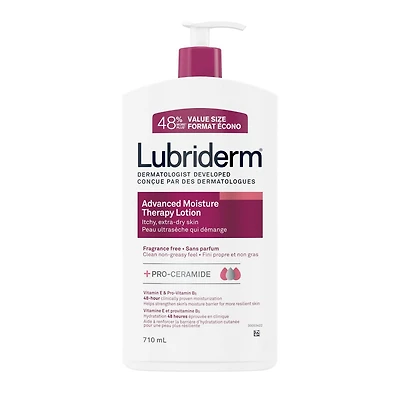 Lotion Lubriderm Advanced Moisture Therapy - Vitamine E, provitamine B5, procéramides, peau sèche, sans parfum 710 ml