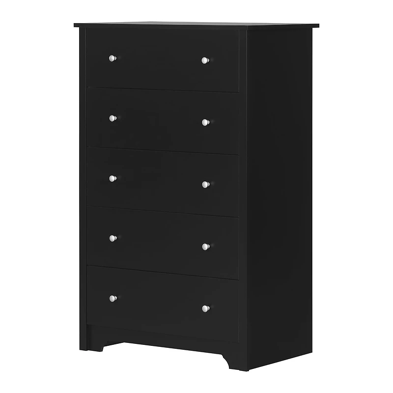 Commode 5 tiroirs pour Adulte, fini Noir solide, collection Vito de Meubles South Shore