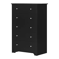Commode 5 tiroirs pour Adulte, fini Noir solide, collection Vito de Meubles South Shore