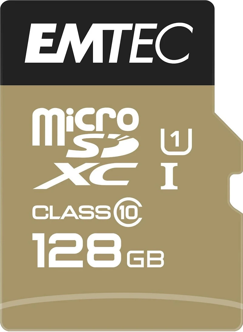 Carte à mémoire SD + adaptateur CL10 U1 d'Emtec de 128 Go de la collection d'or EMTEC MSD U1 128Go
