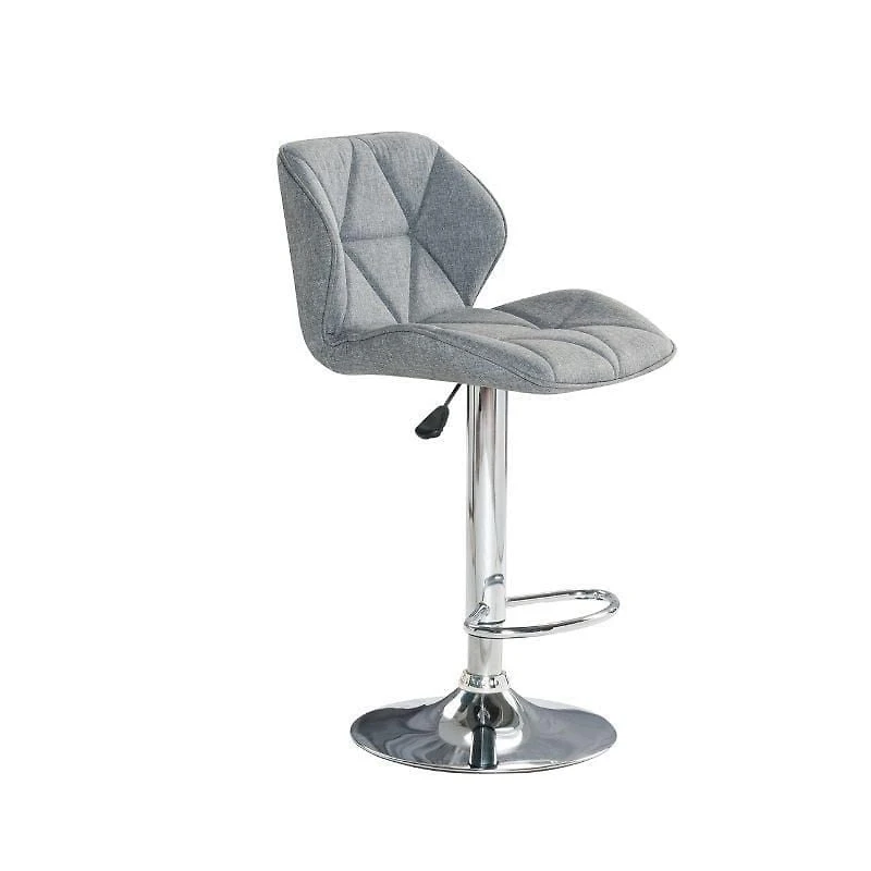 Tabouret moderne avec cadre en acier inoxydable – Élégant et durable avec hauteur réglable, doté d'un revêtement en tissu gris confortable, idéal pour les bars, les cuisines ou les espaces de travail