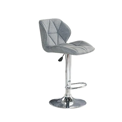 Tabouret moderne avec cadre en acier inoxydable – Élégant et durable avec hauteur réglable, doté d'un revêtement en tissu gris confortable, idéal pour les bars, les cuisines ou les espaces de travail