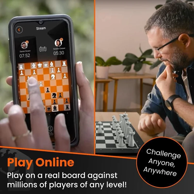 GoChess Mini Plateau d'Échecs Pp-Compatible avec Indicateurs Lumineux Basés sur l'IA
