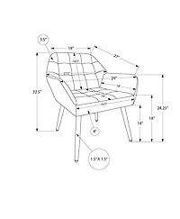 Monarch Specialties - Chaise D'Appoint, 29"H, Rembourré, Salon, Tissu Rouille, Pieds En Métal Noyer, Contemporain, Moderne