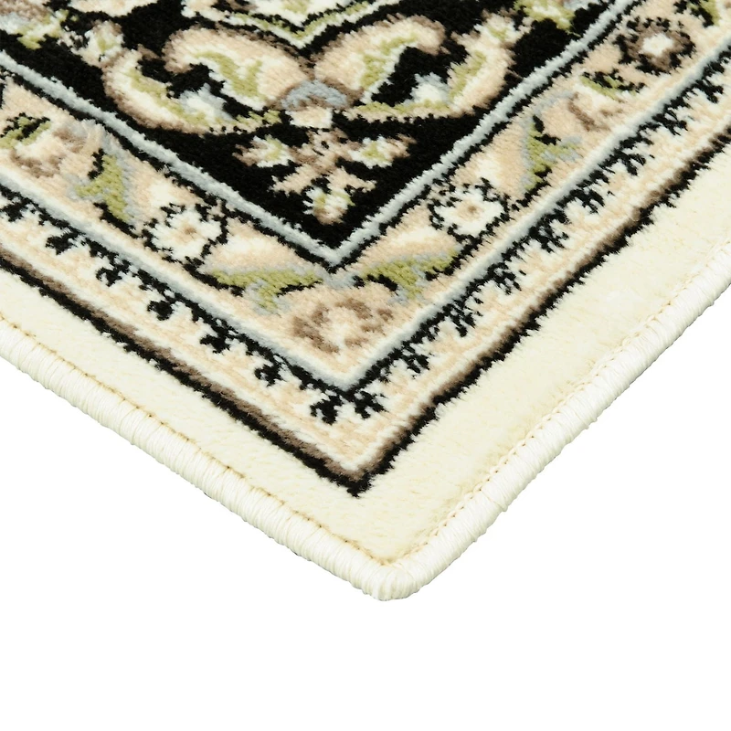 Tapis décoratif Algoma de hometrends en noir et beige 5 x 7 pi, résistant aux taches