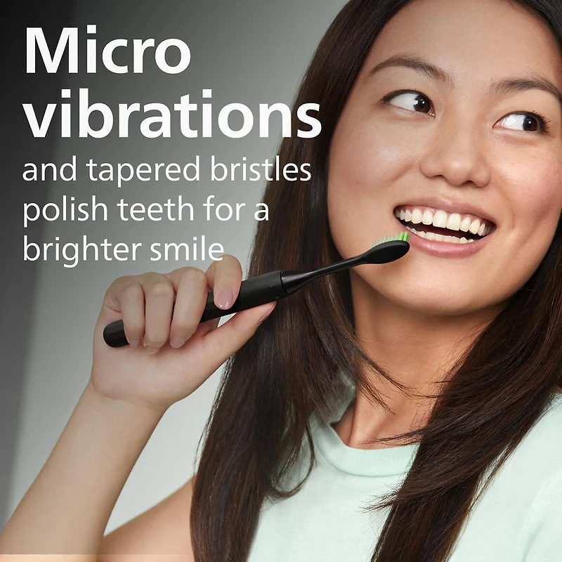 Philips One by Sonicare Shadow Black Rechargeable Toothbrush, HY1200/26, One by Sonicare Shadow Black Rechargeable