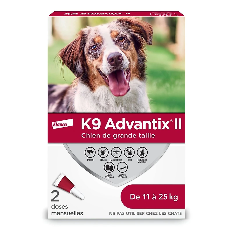 K9 Advantix II traitement contre les puces et les tiques pour chiens de grande taille (2 un)