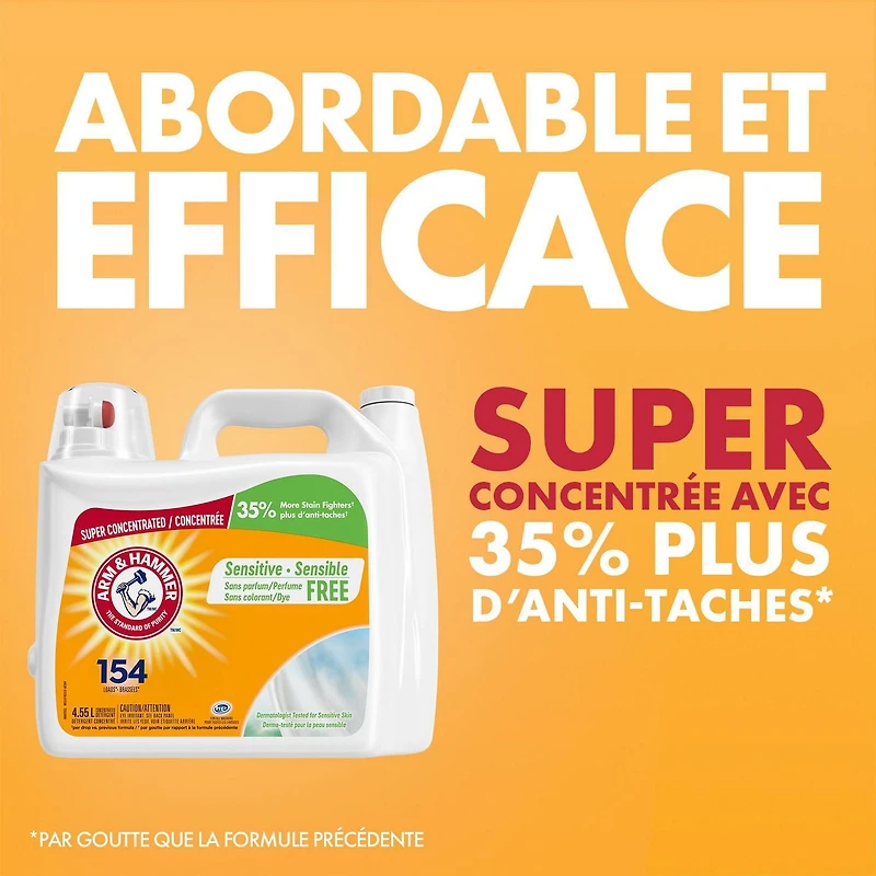 Arm & Hammer Sensitive Skin Scent Free Liquid Laundry Detergent, 154 Loads, 4.55-L