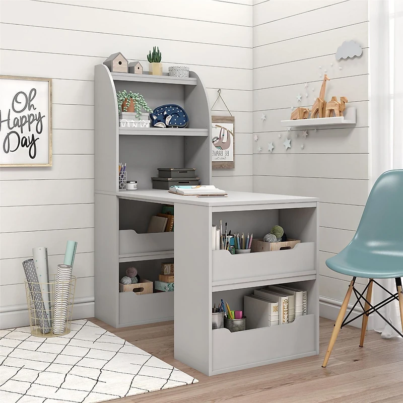 Ameriwood Home Tyler Bureau artisanal pour enfants Gris tourterelle