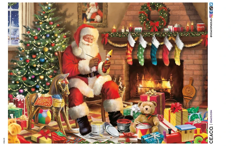 Ceaco Santa by the Fireplace 500-Piece Interlocking Jigsaw Puzzle for Adults Ages 14+