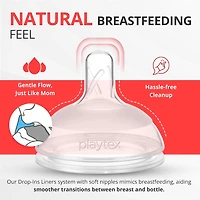 Playtex Baby® Anti-Colic, Reduce Gas, Air Free Nurser Bottle with 15 Pre-Sterilized Disposable Drop-Ins Liners, Closer to Breastfeeding, 4oz Bottles, 3 Count