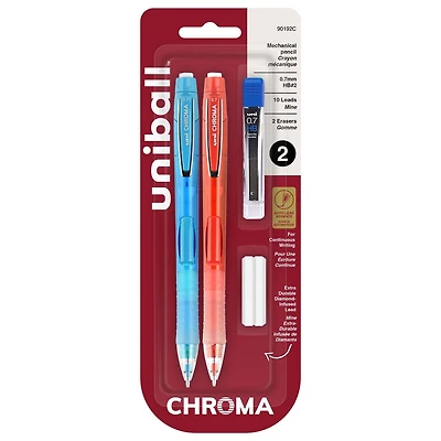 Kit de démarrage pour portemine uni® Chroma, 0,7 mm, HB #2, baril assorti - paquet de 2