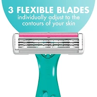 BIC Soleil Simply Sensitive Women's Disposable 3 Blade Razors, Soothing Moisture Strip, 5-Count Pack, Designed with your skin in mind