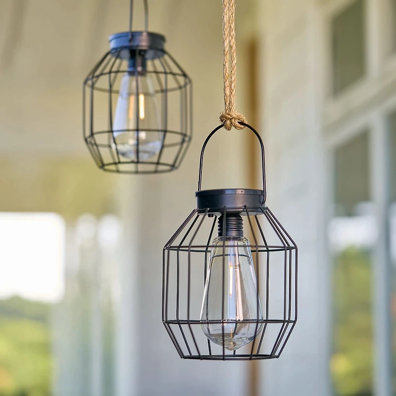 Mainstays 6.75" Black Metal Solar Powered Lantern with LED Bulb