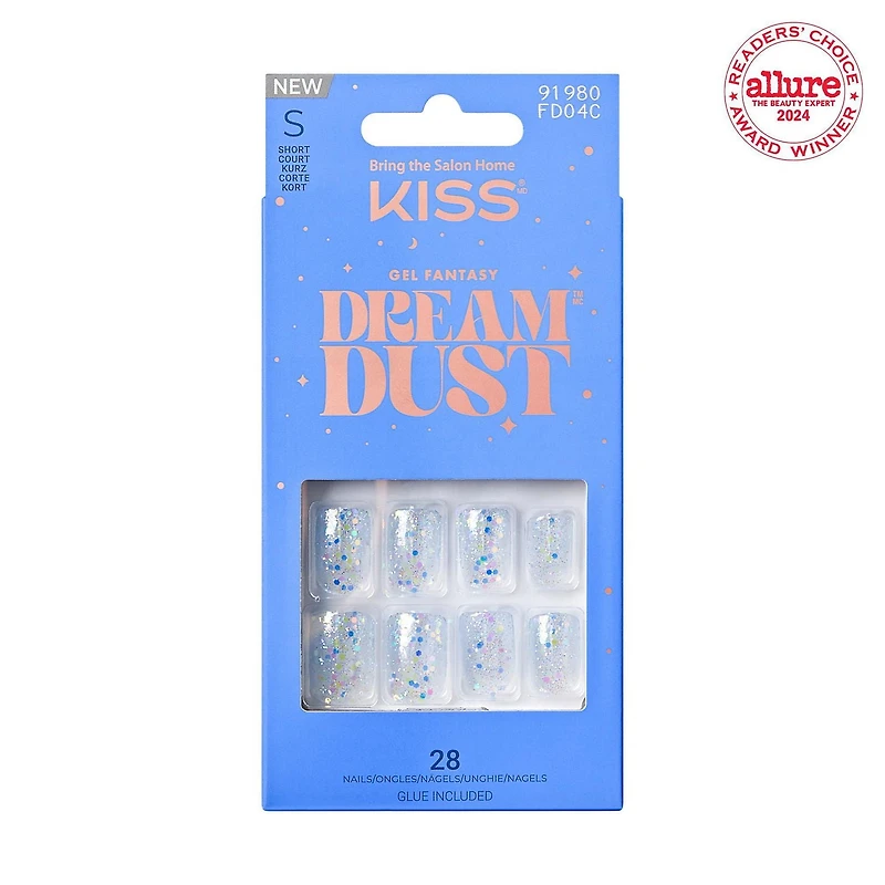 KISS Gel Fantasy Dreamdust, Champagne, Court Carré, 28u. Press-On Falsies, Edgy Wispy
