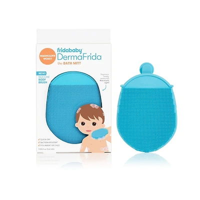 Frida Baby - DermaFrida The Bath Mitt - Gant de bain antibactérien en silicone pour bébé et tout-petit, brosse de bain pour le corps, brosse de bain en silicone à séchage rapide pour tout-petit, rempl