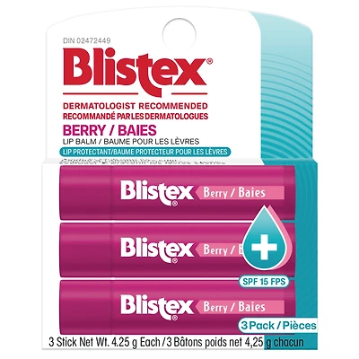 Blistex Berry Baume à lèvres Crème solaire / Protecteur pour les lèvres, 3 x 4,25 g
