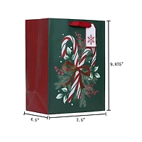 Holiday Time Green and Red Christmas Paper Gift Bag, Medium, HOLIDAY TIME PL CANDYCANE GIFT BAG
