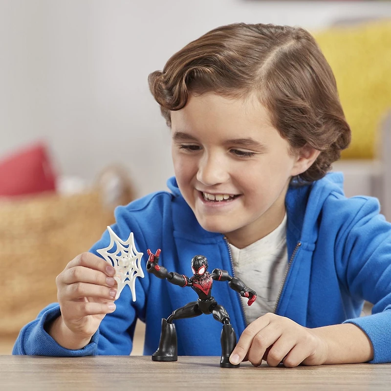 Marvel Spider-Man Bend and Flex  - Figurine flexible Miles Morales de 15 cm, incluant accessoire