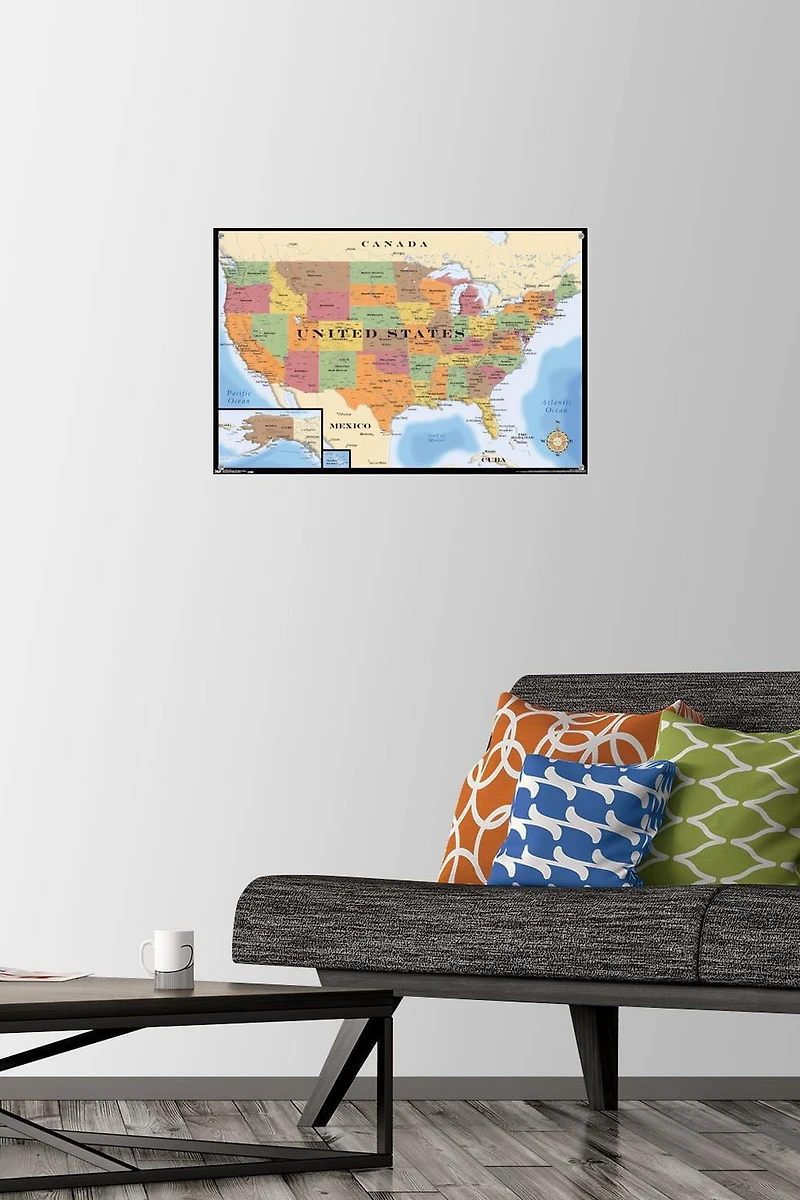 Map - USA Wall Poster, 22.375" x 34" Framed