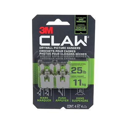 Crochet pour cadres pour cloisons sèches 3PH15M-5EF CLAW 3M(MC) avec outil de marquage temporaire, supporte 25 lb, 5 crochets