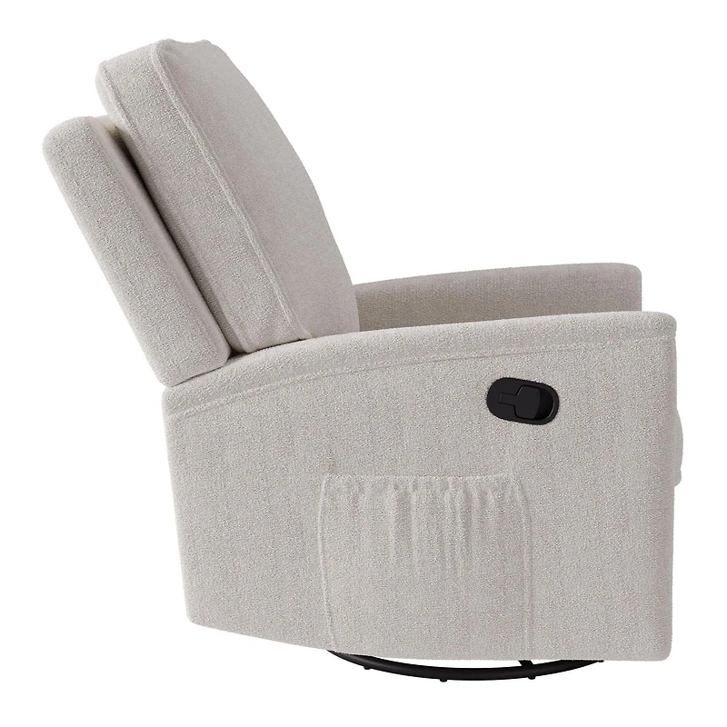 Fauteuil inclinable manuel pivotant CorLiving Jasmine en tissu bouclé blanc, rembourré et moelleux