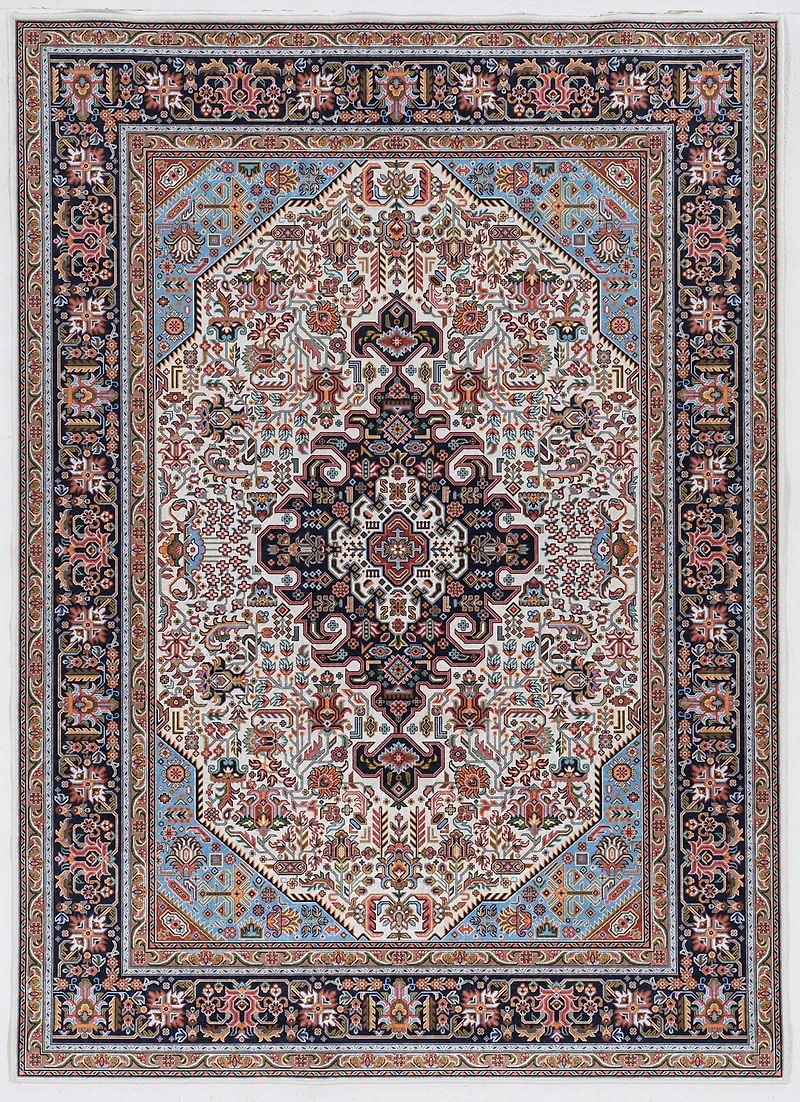 Tapis Emerald Martin rouge & marine de 6 pi 7 po x 9 pi 7 po