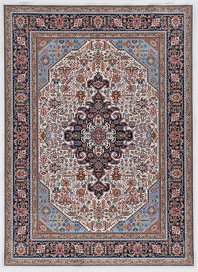 Tapis Emerald Martin rouge & marine de 6 pi 7 po x 9 pi 7 po