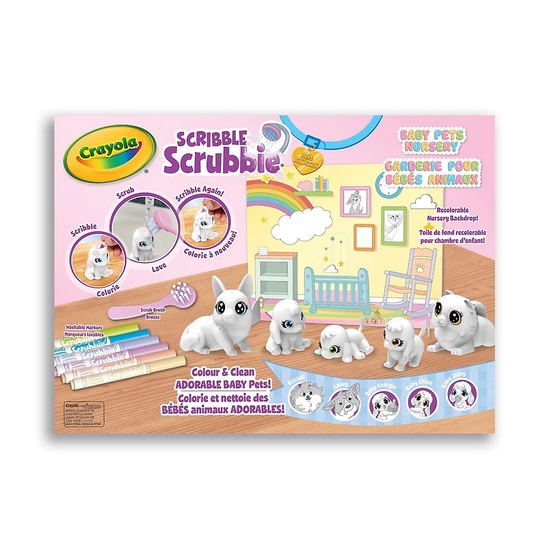 Ensemble de chambre à coucher pour bébés animaux Scribble Scrubbie de Crayola Fais la connaissance des bébés animaux