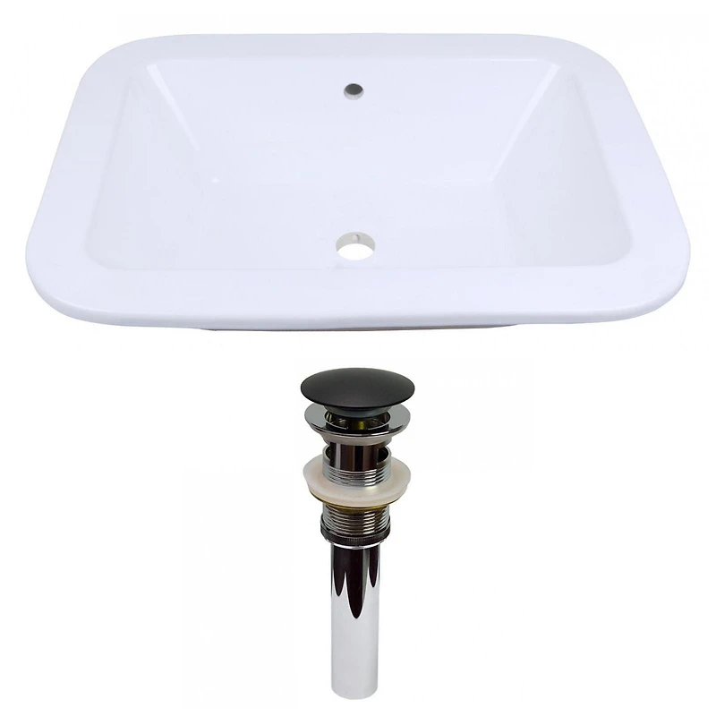 American Imaginations 21.75-in. W Drop In White Bathroom Vessel Sink Set For Deck Mount Drilling AI-31574