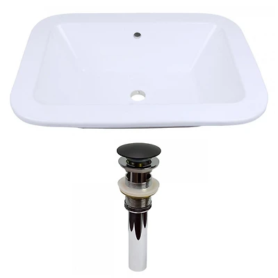 American Imaginations 21.75-in. W Drop In White Bathroom Vessel Sink Set For Deck Mount Drilling AI-31574