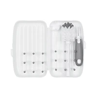 OXO Tot - On-the-Go Drying Rack with Bottle Brush - All-in-One Portable Solution for Cleaning and Drying Baby Bottles, Pump Parts and More - Grey