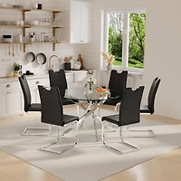 Table à manger en verre trempé de la collection Heavenly Star 48"