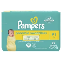 Couches Pampers Swaddlers, absorbantes, gardent bébé au sec et confortable, couche jetable pour bébé sans danger pour la peau, taille P (jusqu’à [6 lb]) 27 Unité