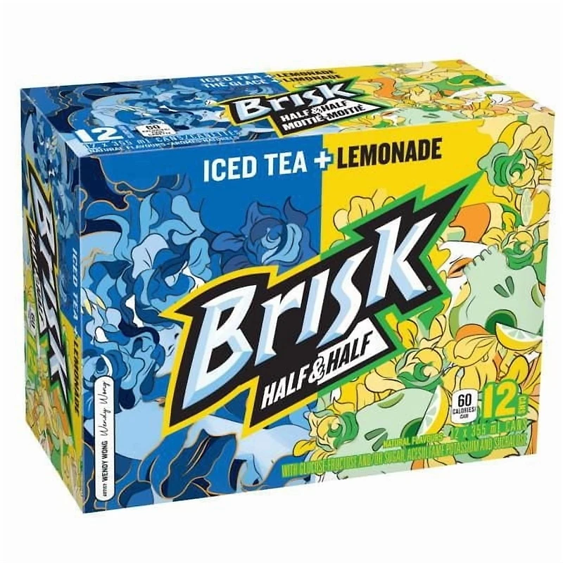 Brisk Half & Half Iced Tea + Lemonade, 355mL Cans, 12 Pack
