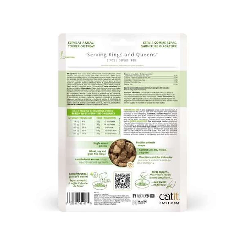 Catit Recipes Freeze Dried Raw Dry Cat Food Topper, Duck 100g