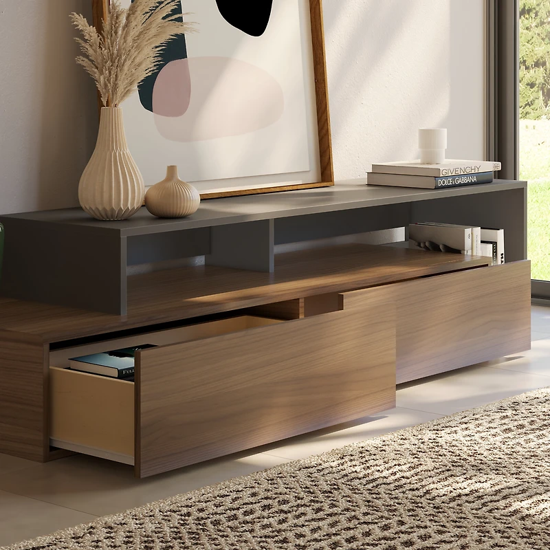 Meuble TV Nexera Tonik pour téléviseurs jusqu'à 65 po, Muscade et Greige