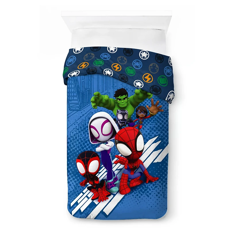 Spidey & his Amazing Friends Kids 2-Piece Twin/Full Reversible Comforter and Pillowcase Set, Twin/Full, Reversible