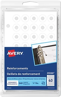 Avery White Reinforcement Labels, ¼" Diameter - 20260